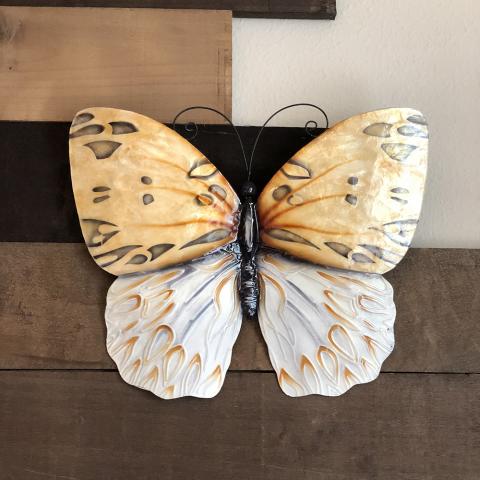 Honey and White Color Butterfly Metal Wall Art Home Decor