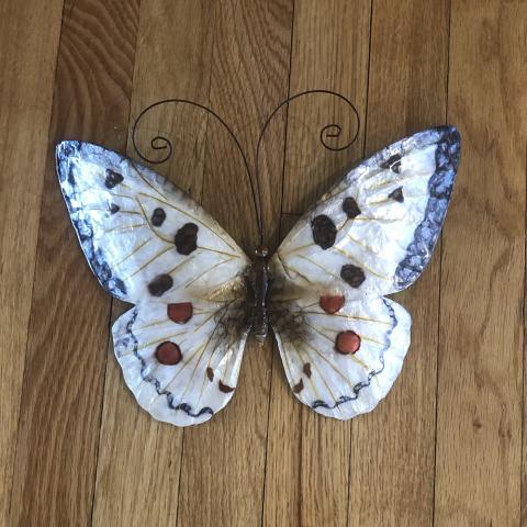 White and Red Butterfly Metal Wall Decor