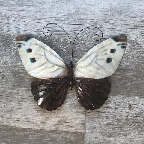 Eangee White and Blue Metal Wall Art Butterfly