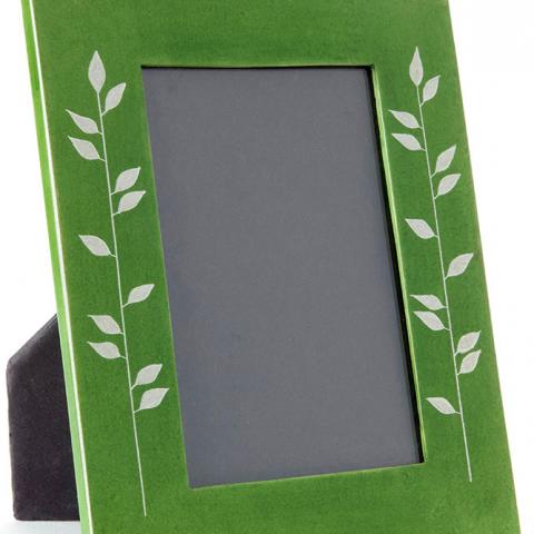 Green Soapstone Frame with Bamboo Design