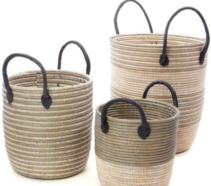 African Artisan Decorative Laundry Hamper Set of African Baskets